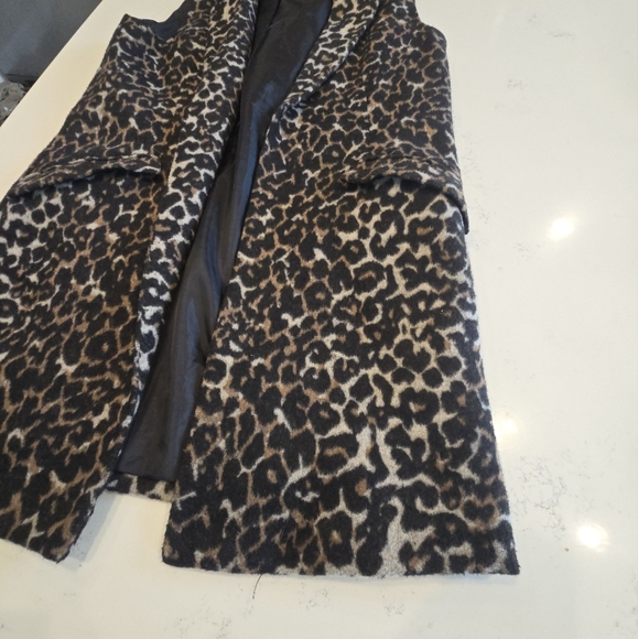 Dolce Cabo Leopard Longline Fleece Vest Jacket Open Front  Womens Large Viscose - Picture 7 of 16